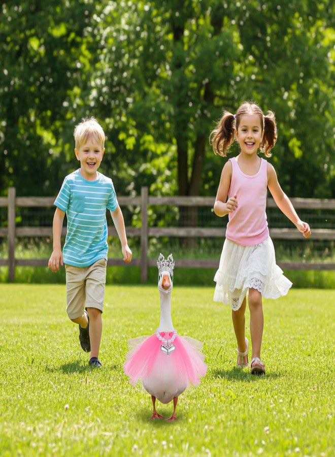 Apausvcm 3 Pcs 7 Inch Desk Goose Outfits with Rhinestone Tiara Crown Necklace Tutu Dress, Magnetic Goose Key Holder Gooses Statue Decor Accessories Cute Sily Porch Gooses Princess Costumes (Pink) - Image 5